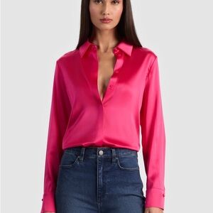 Women's Pink Button-Up Blouse